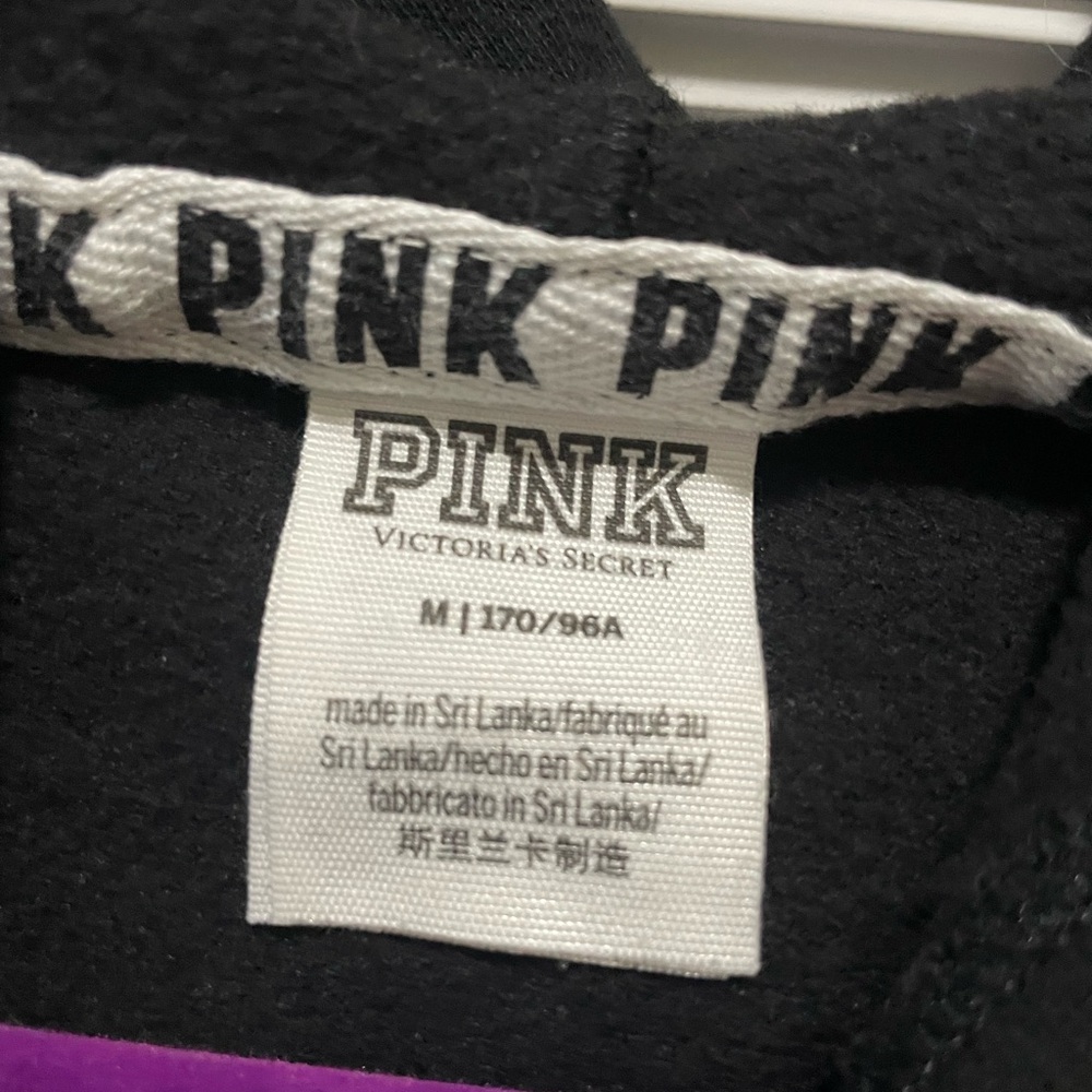 Victoria's Secret Black and Pink Hoodie - Picture 3 of 3